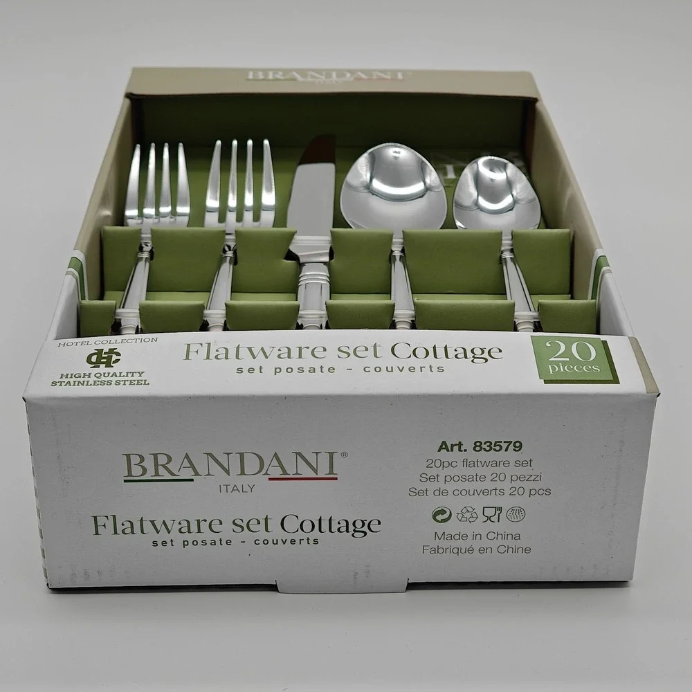 Brandani Italy 20 Piece COTTAGE Stainless Flatware Set Hotel Collection New